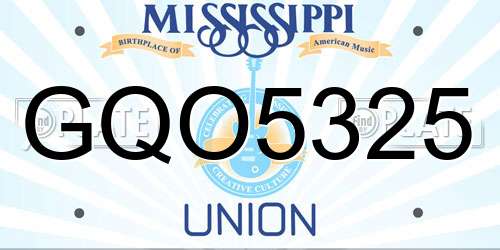 GQO5325 Mississippi License Plate