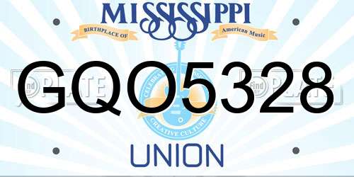 GQO5328 Mississippi License Plate