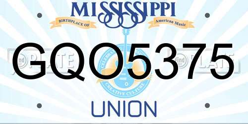 GQO5375 Mississippi License Plate
