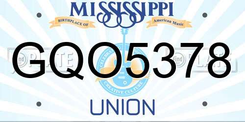 GQO5378 Mississippi License Plate