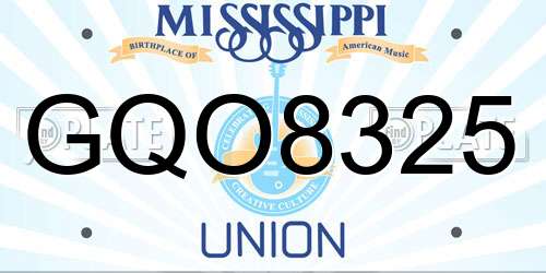 GQO8325 Mississippi License Plate