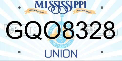GQO8328 Mississippi License Plate