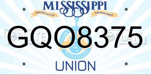 GQO8375 Mississippi License Plate
