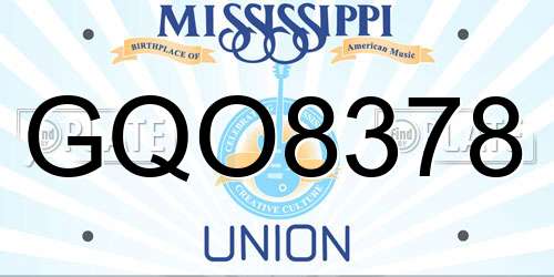 GQO8378 Mississippi License Plate