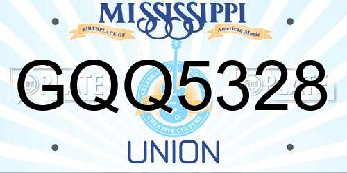 GQQ5328 Mississippi License Plate