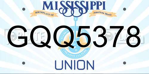 GQQ5378 Mississippi License Plate