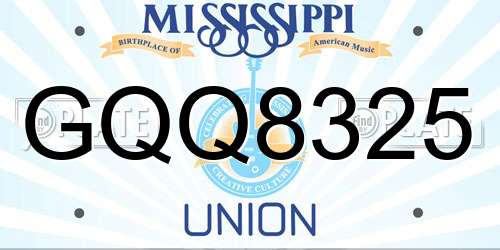 GQQ8325 Mississippi License Plate