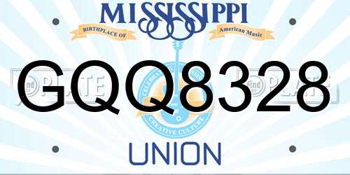 GQQ8328 Mississippi License Plate