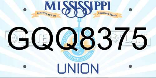 GQQ8375 Mississippi License Plate