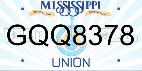 GQQ8378 Mississippi License Plate
