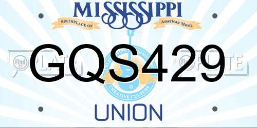 GQS429 Mississippi License Plate