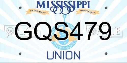 GQS479 Mississippi License Plate