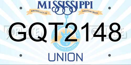 GQT2148 Mississippi License Plate