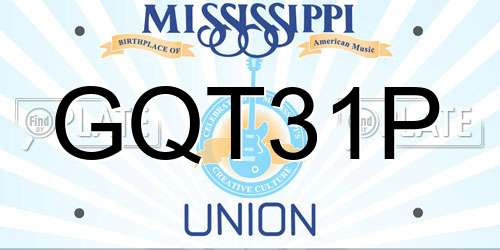 GQT31P Mississippi License Plate