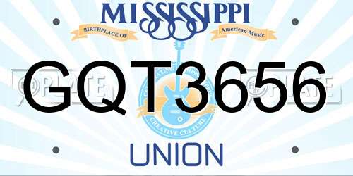 GQT3656 Mississippi License Plate