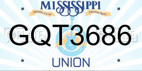 GQT3686 Mississippi License Plate