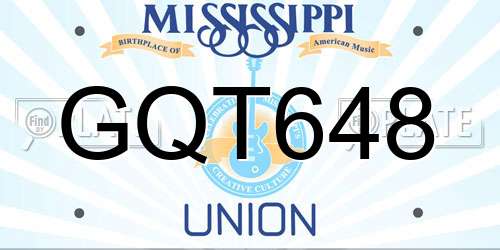 GQT648 Mississippi License Plate