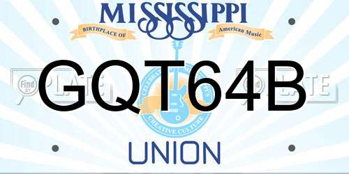 GQT64B Mississippi License Plate
