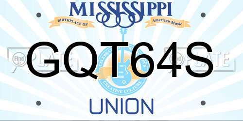 GQT64S Mississippi License Plate