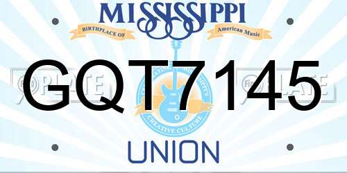GQT7145 Mississippi License Plate