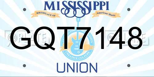 GQT7148 Mississippi License Plate