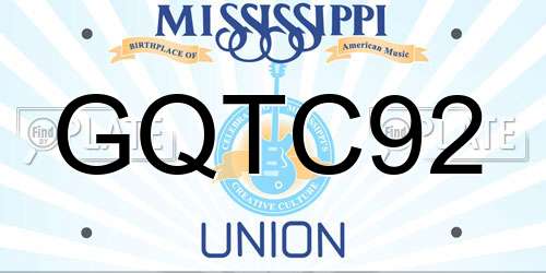 GQTC92 Mississippi License Plate