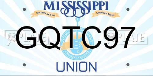 GQTC97 Mississippi License Plate