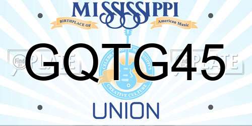 GQTG45 Mississippi License Plate