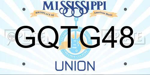 GQTG48 Mississippi License Plate
