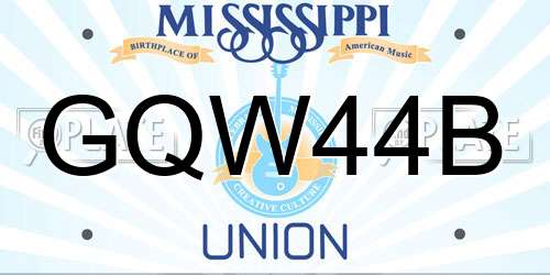 GQW44B Mississippi License Plate