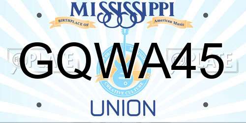 GQWA45 Mississippi License Plate