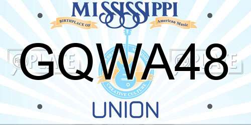 GQWA48 Mississippi License Plate