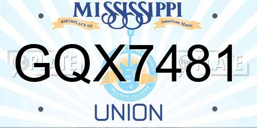 GQX7481 Mississippi License Plate