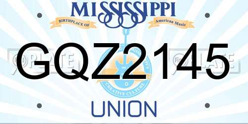 GQZ2145 Mississippi License Plate