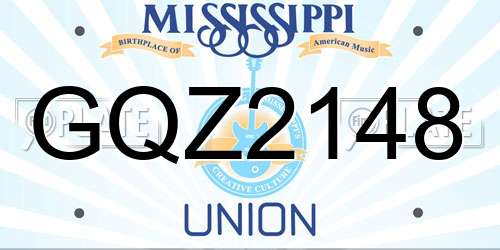 GQZ2148 Mississippi License Plate