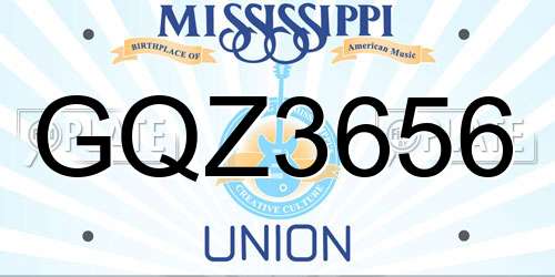GQZ3656 Mississippi License Plate
