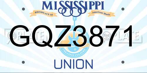 GQZ3871 Mississippi License Plate