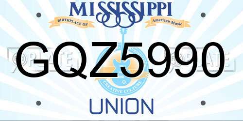 GQZ5990 Mississippi License Plate