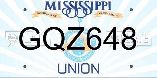 GQZ648 Mississippi License Plate