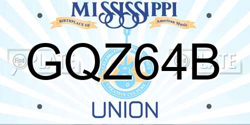 GQZ64B Mississippi License Plate