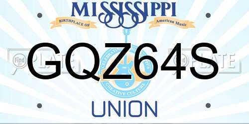 GQZ64S Mississippi License Plate