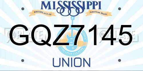 GQZ7145 Mississippi License Plate