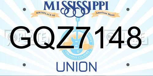 GQZ7148 Mississippi License Plate