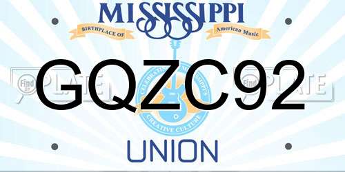 GQZC92 Mississippi License Plate