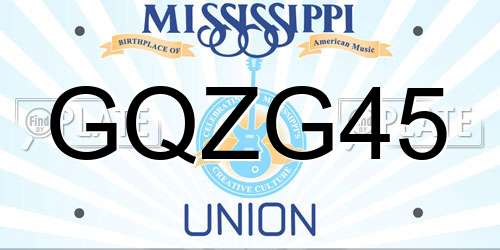GQZG45 Mississippi License Plate