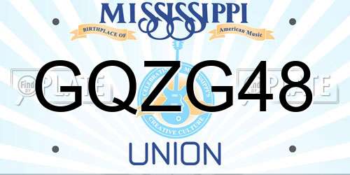 GQZG48 Mississippi License Plate