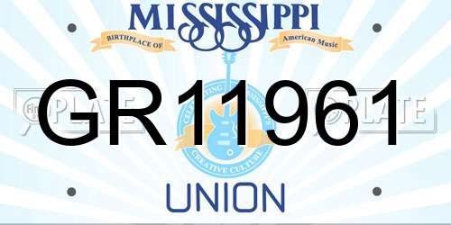 GR11961 Mississippi License Plate