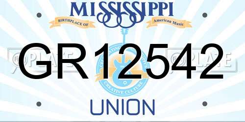 GR12542 Mississippi License Plate