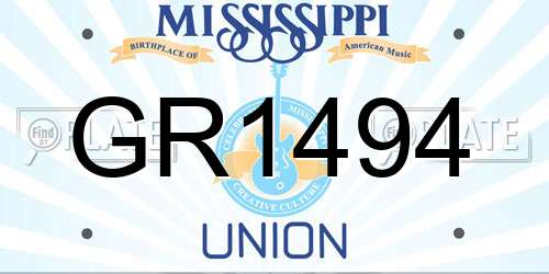 GR1494 Mississippi License Plate