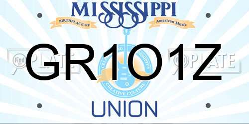 GR1O1Z Mississippi License Plate